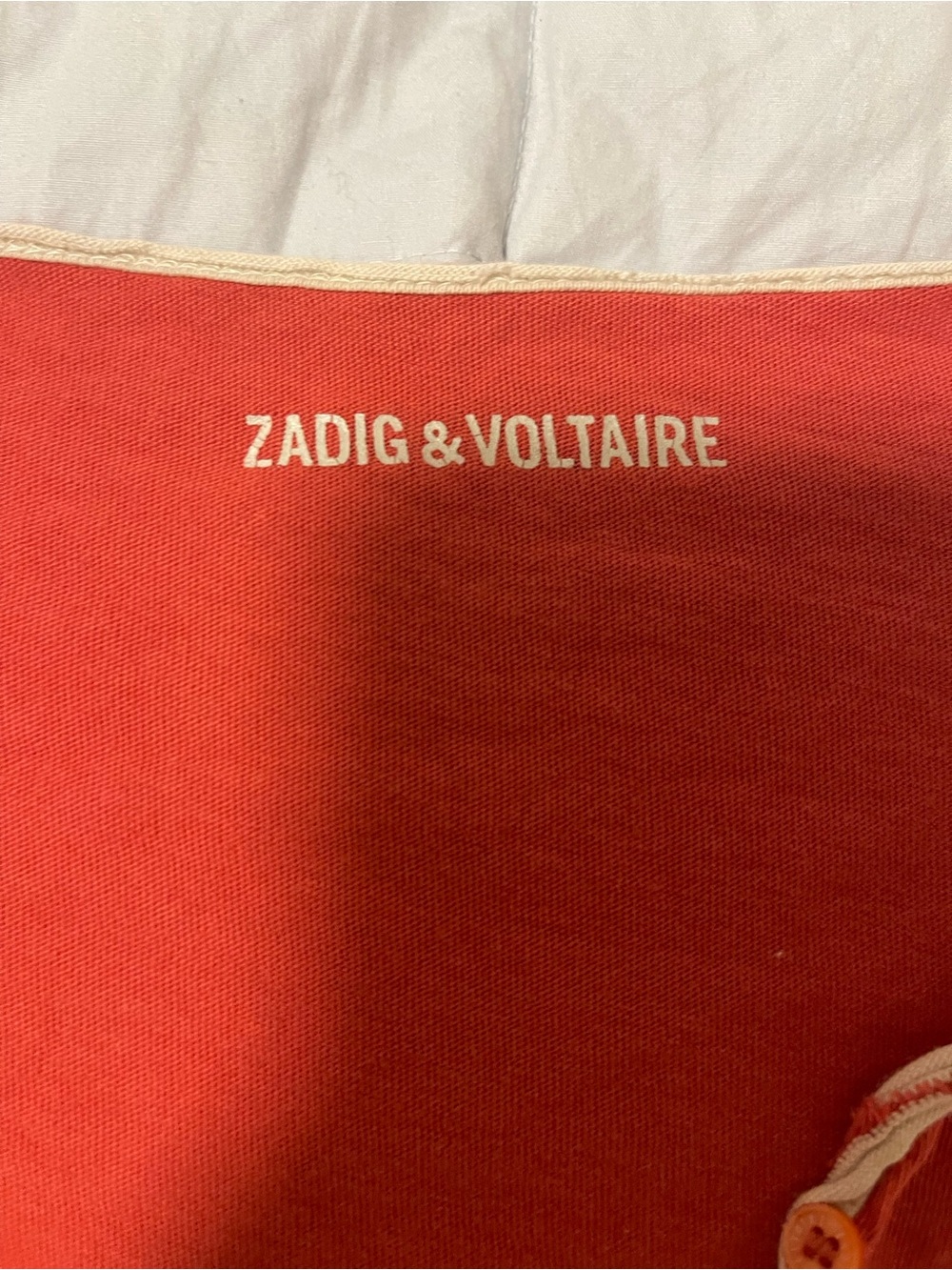 Zadig & Voltaire Coral Knit Top with Cream Piping